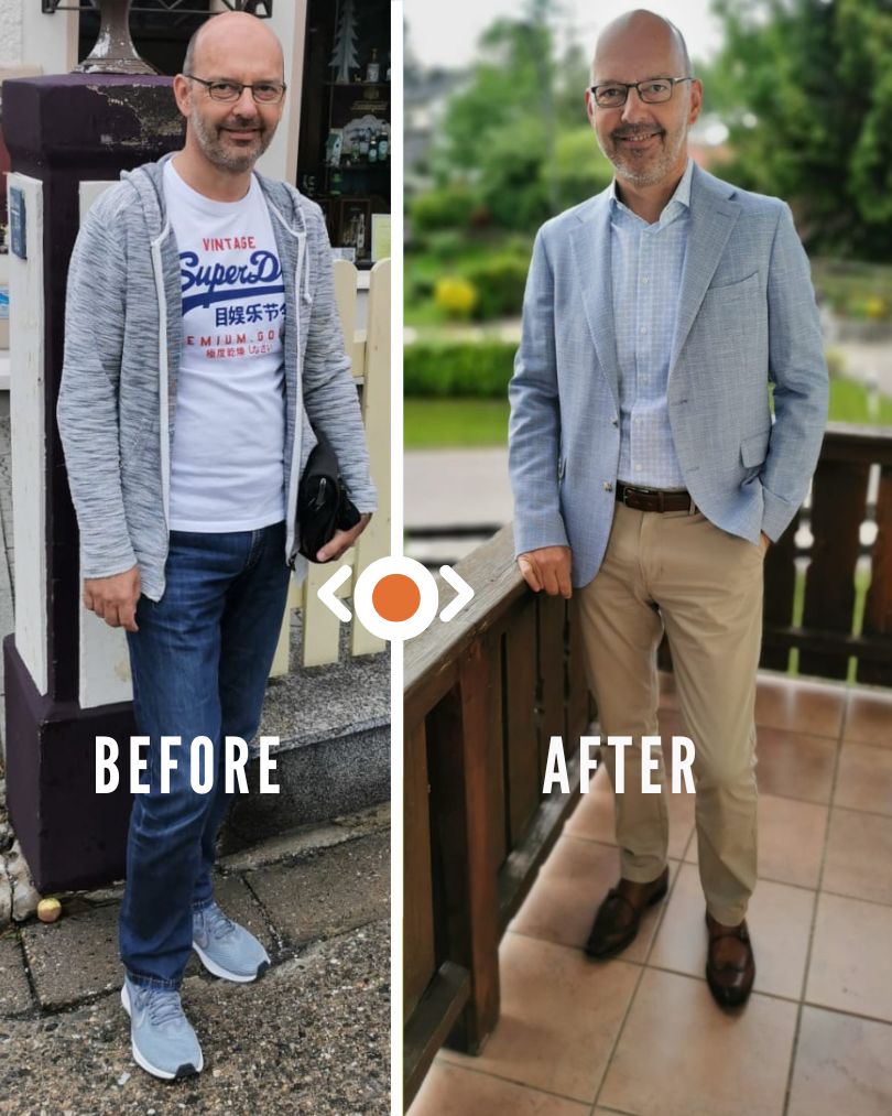 Männer Coaching männer styling vorher nachher